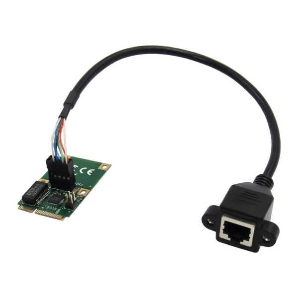 Mini PCI Express 1-port RJ45 Gigabit Ethernet Network Adapter with Panel-Mount Female RJ45 Connector