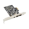 PCIe x1 3-port 1394A FireWire 400 Adapter Card