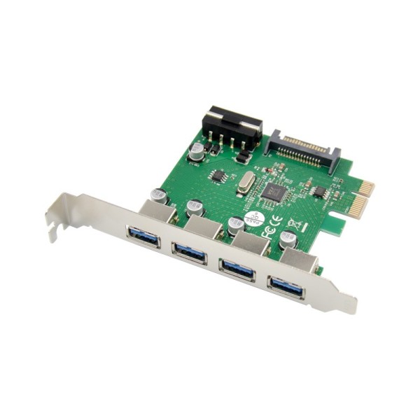 PCIe x1 4-port USB 3.0 Type-A USB Host Card with VIA VL805 Chipset