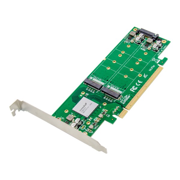 PCIe 3.0 x16 4-port M.2 M-Key NGFF NVMe SSD Expansion Card