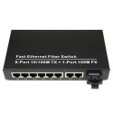 Dual Fiber 10/100Base-TX to 100Base-EX Fast Ethernet Standalone Fiber Media Converter, 1-port Fiber & 8-port RJ45, 1310nm Singlemode, 40km