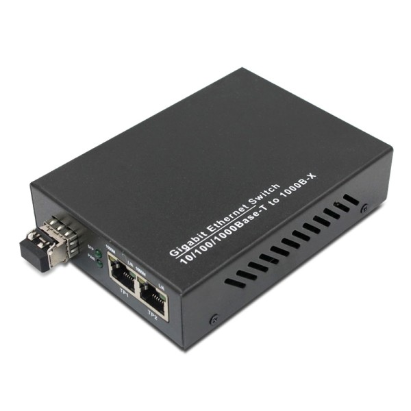 1-port GE SFP & 2-port 10/100/1000Base-T RJ45, Gigabit Ethernet Switch / SFP Media Converter